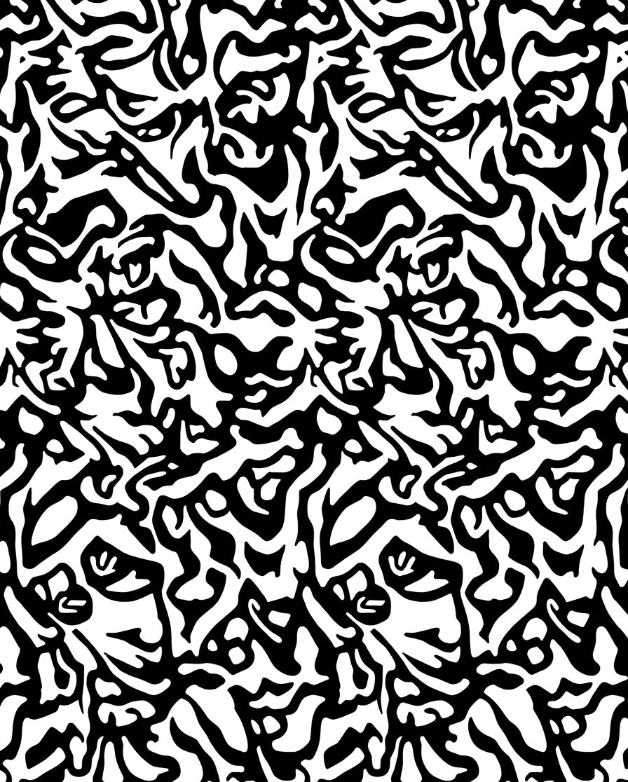 Abstract Black White Organic Pattern Rug