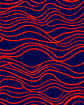 Bold Red Wave Patterned Design Rug