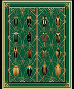 Emerald Art Deco Insect Pattern Rug