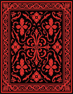 Crimson Floral Bordered Tapestry Rug