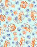 Whimsical Orange Blue Floral Pattern Rug