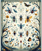 Art Nouveau Insect and Floral Pattern Rug
