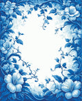 Blue Floral Vines Patterned Rug
