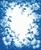 Blue Floral Vines Patterned Rug