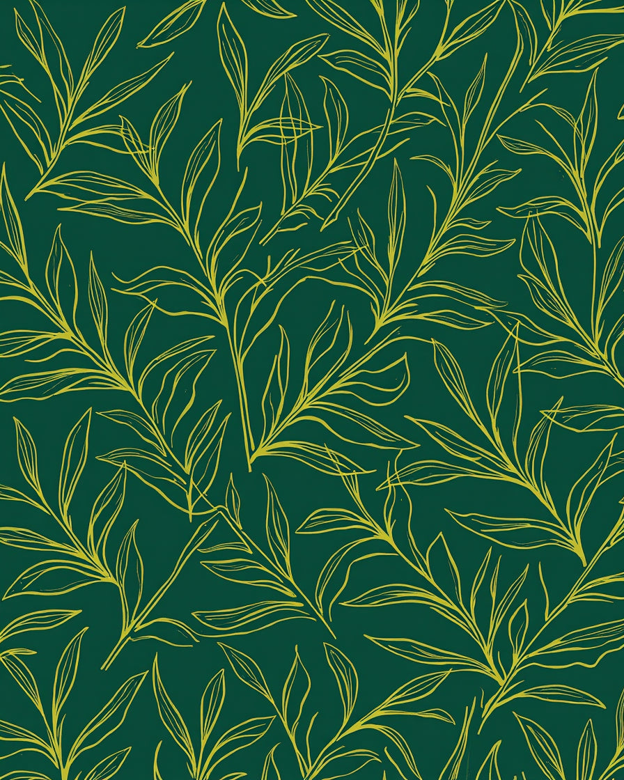Golden Leafy Vine Pattern Rug