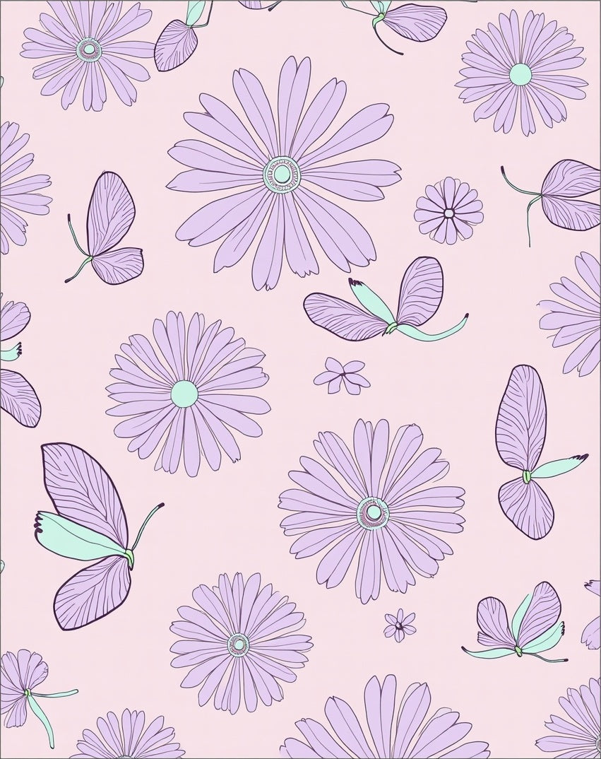 Light Purple Floral Pattern Rug