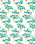 Teal Botanical Abstract Pattern Rug