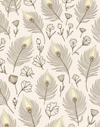 Delicate Feather Floral Sketch Pattern Rug