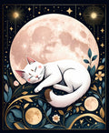 Celestial White Cat Moon Garden Rug