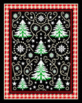Christmas Trees Festive Houndstooth Border Rug