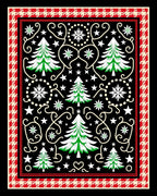 Christmas Trees Festive Houndstooth Border Rug
