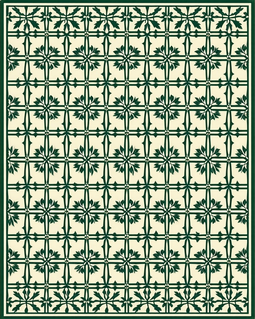 Classic Floral Lattice Geometric Design Rug