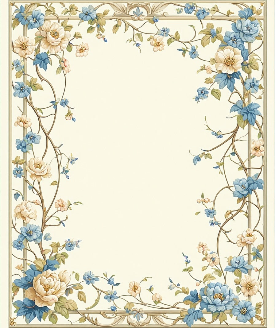 Ornate Floral Vine Pattern Rug