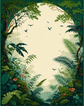Lush Jungle Scene Tropical Woodland Design Rug