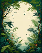 Lush Jungle Scene Tropical Woodland Design Rug