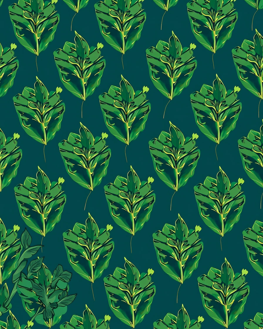 Emerald Leaf Pattern Design Rug
