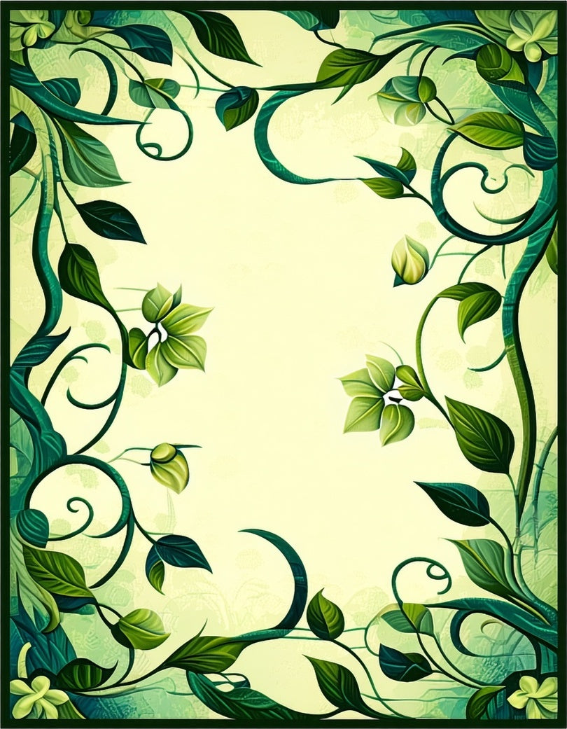 Green Vine Swirl Pattern Rug