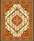 Orange Cream Intricate Floral Pattern Rug