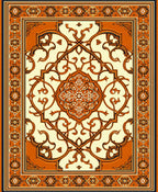 Orange Cream Intricate Floral Pattern Rug