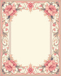 Pastel Pink Floral Scrollwork Border Rug