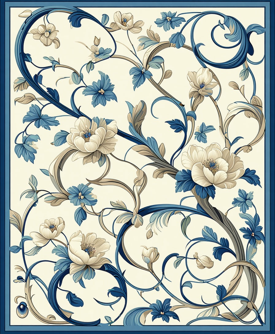 Floral Vine Scrollwork Classic Design Rug