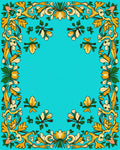 Elegant Yellow Floral Border Pattern Rug