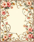 Floral Scrollwork Pink and Beige Rug