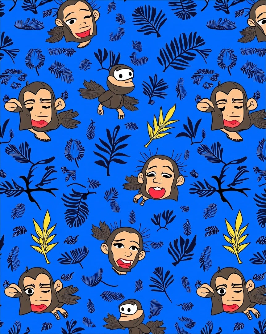 Playful Monkey Jungle Pattern Rug