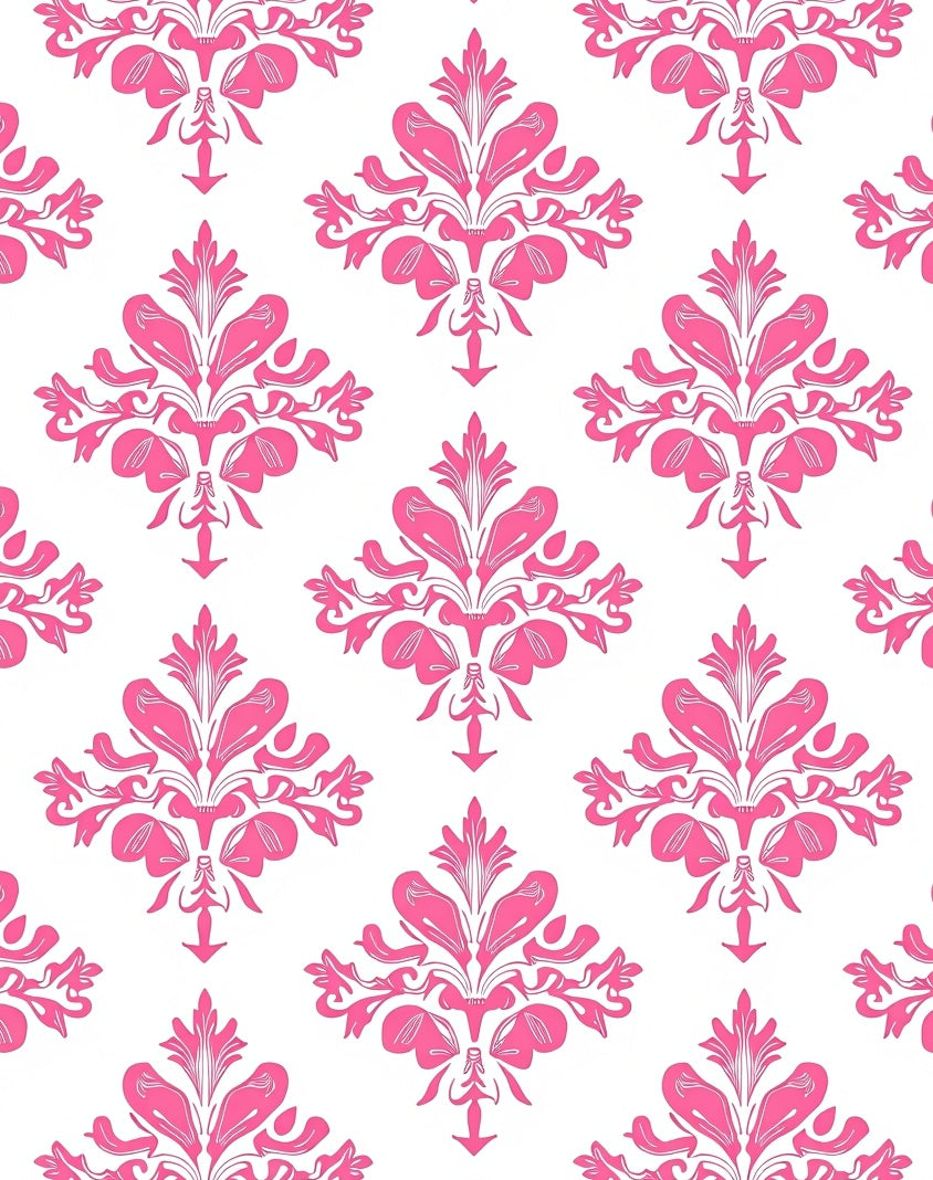 Pink Floral Damask Pattern Rug