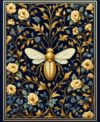 Golden Bee Floral Navy Rug
