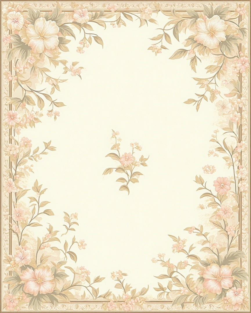 Delicate Floral Bloom Border Rug