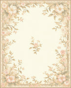 Delicate Floral Bloom Border Rug
