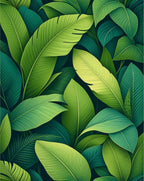 Lush Green Tropical Leaf Pattern Rug
