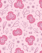 Pink Floral Sketch Pattern Rug