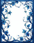 Blue Floral Vine Border Design Rug