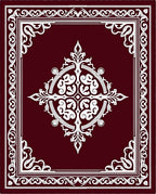 Maroon White Ornamental Floral Medallion Rug