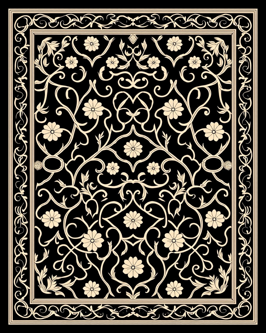 Classic Floral Scroll Work Design Rug