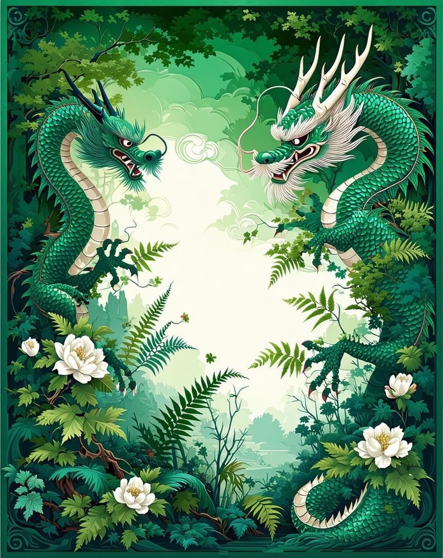Green Dragon Forest Nature Rug