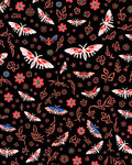 Whimsical Moths Flowers Pattern Rug