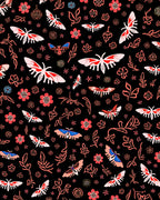Whimsical Moths Flowers Pattern Rug