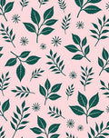 Dark Green Leafy Vine Pattern Rug