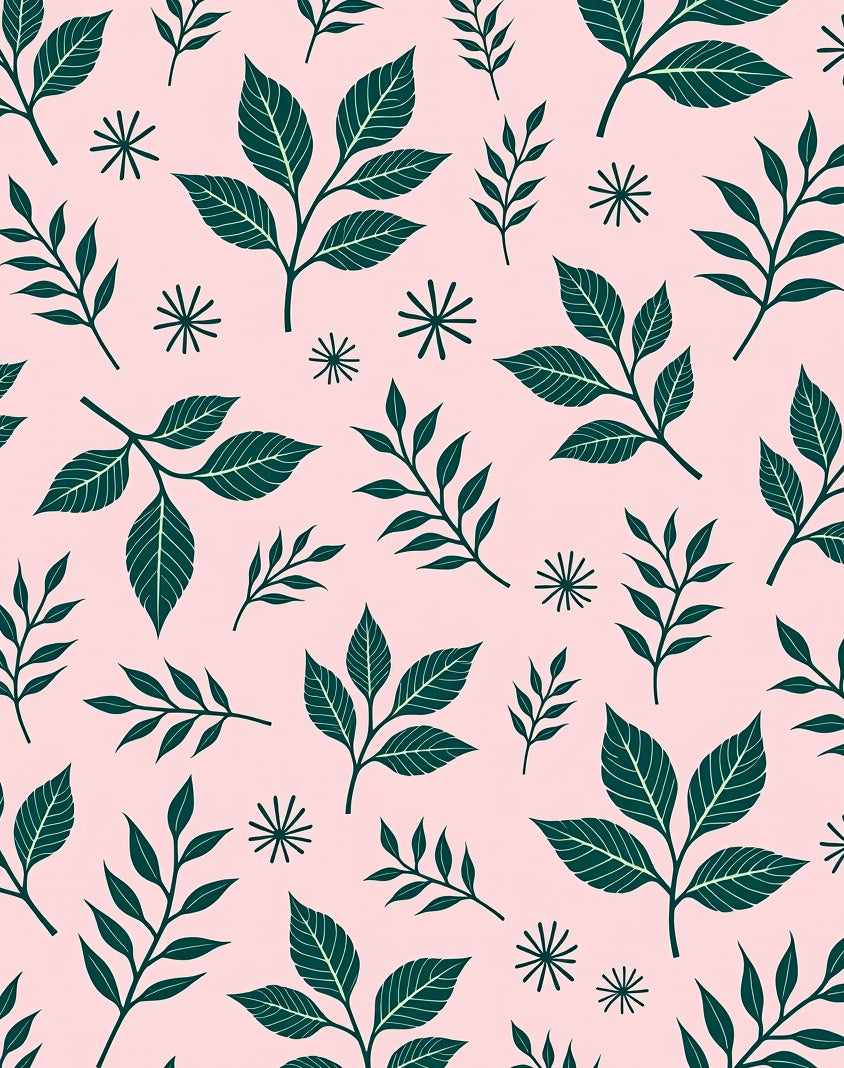 Dark Green Leafy Vine Pattern Rug