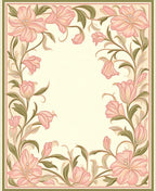 Art Nouveau Pink Floral Vine Pattern Rug