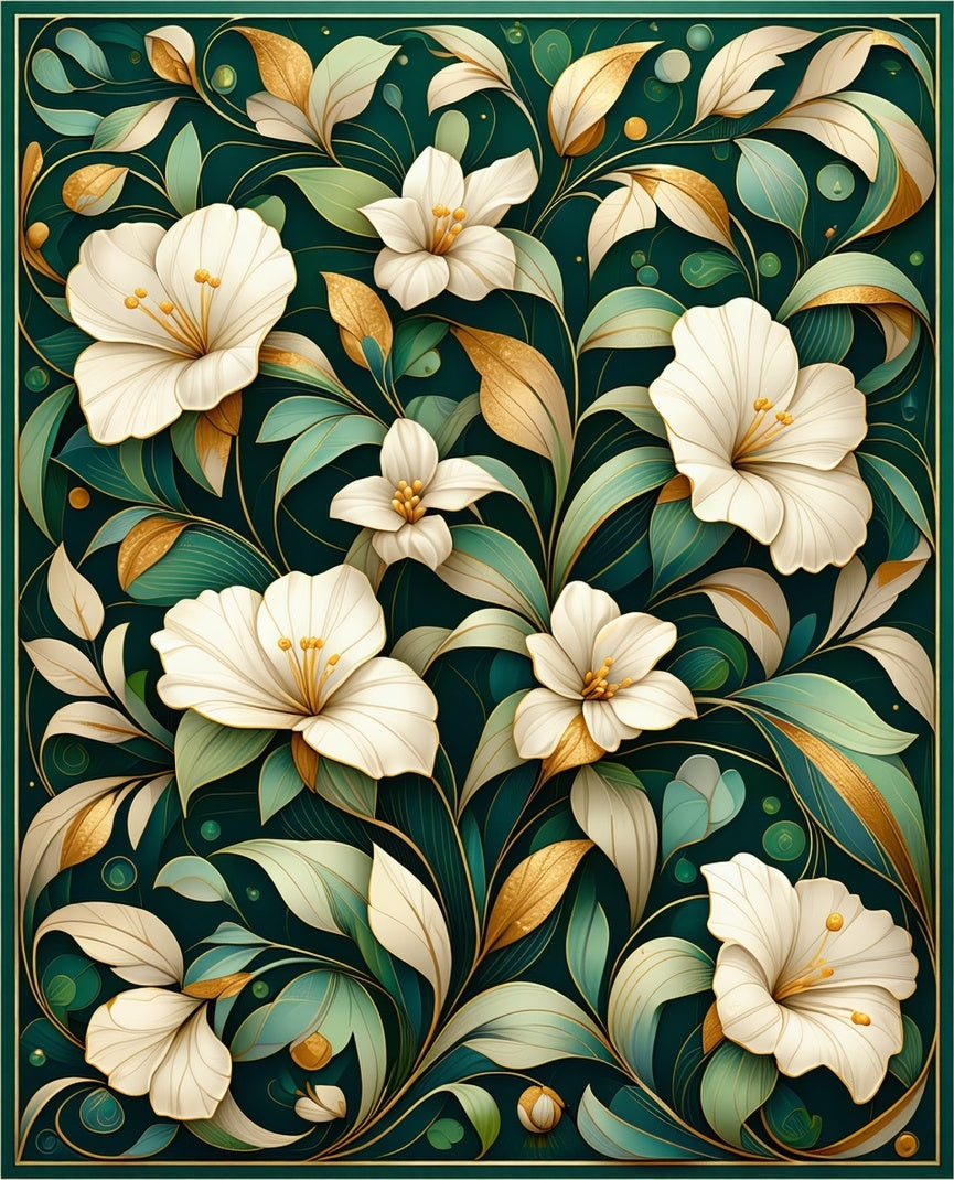 Elegant Floral Vines With Gold Accents Rug