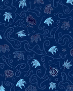 Oceanic Abstract Fish Leaves Rug