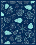 Oceanic Floral Nature Outline Pattern Rug