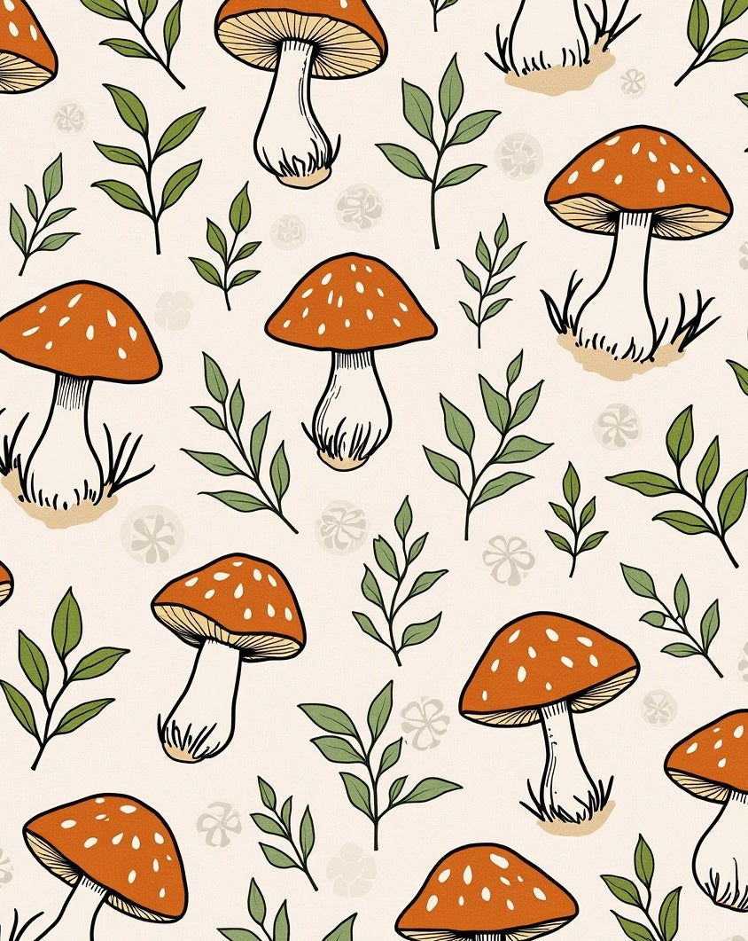 Whimsical Mushroom Forest Pattern Rug
