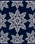 Deep Blue White Fern Medallion Rug