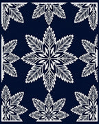 Deep Blue White Fern Medallion Rug