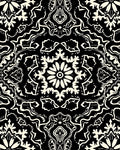 Intricate Black White Floral Pattern Rug